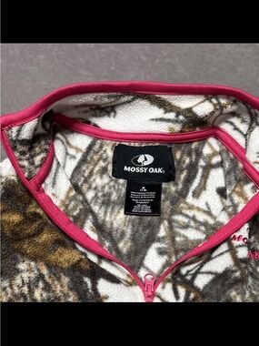Mossy Oak Camo Kids Fleece Pajama Top with Pink Trim